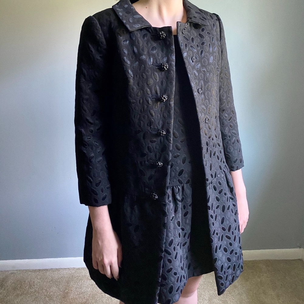 Vintage Swing Coat with Little Black Shift Dress